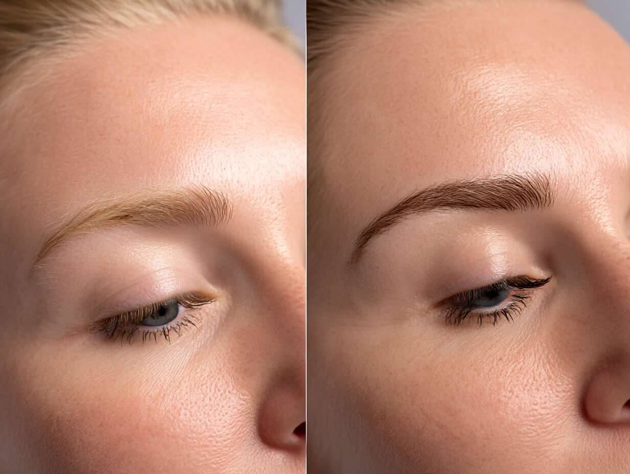 Farbenie obočia - pred a po